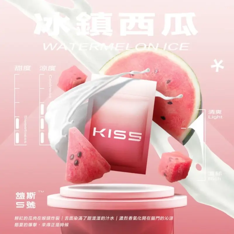 KISS鎧斯5號一代煙彈冰鎮西瓜webp | MEHA魅嗨台灣官方旗艦店 | 電子煙主機煙彈專賣